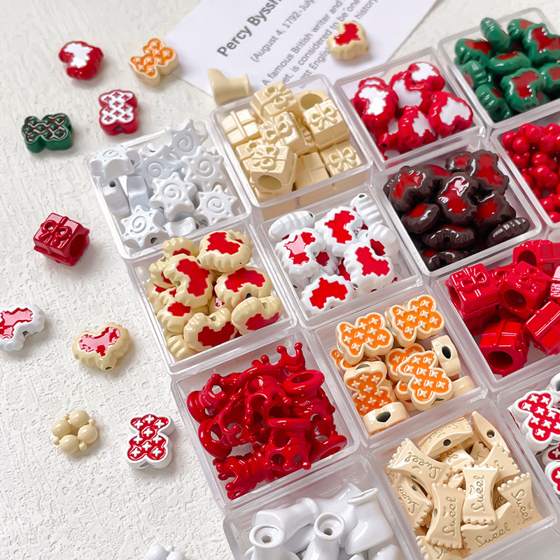 Wholesale Dopamine Christmas series colorful love gift box beads beads diy handmade bracelet necklace beaded aessories