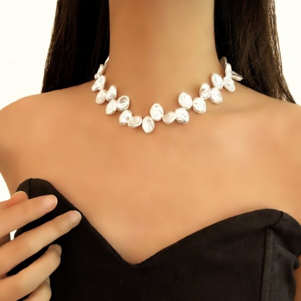 Wholesale White freshwater Baroque petal pearl necklace