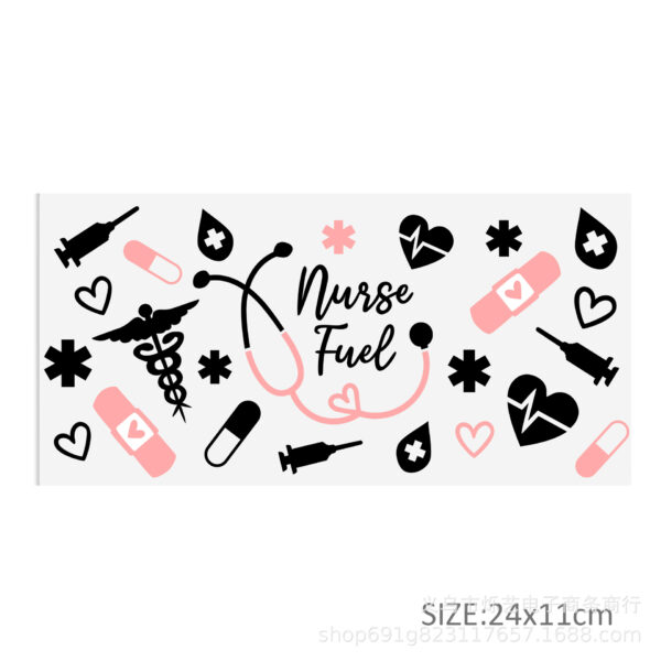 Wholesale Nurse Medical Health UV DTF transfer Crystal label Cup sticker tear and paste 24cmX11cm1Yc47311