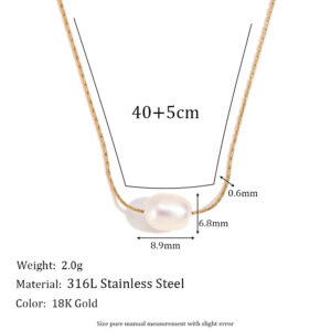 Simple Freshwater Pearl Chain-Gold