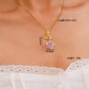 Wholesale Copper inlaid zircon rose crystal flower necklace