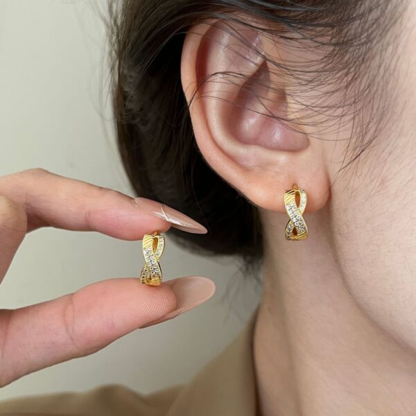 Wholesale French-Style Zircon Cross Earrings Niche Simple Temperament Women