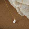 Wholesale Titanium steel rabbit white Easter necklace