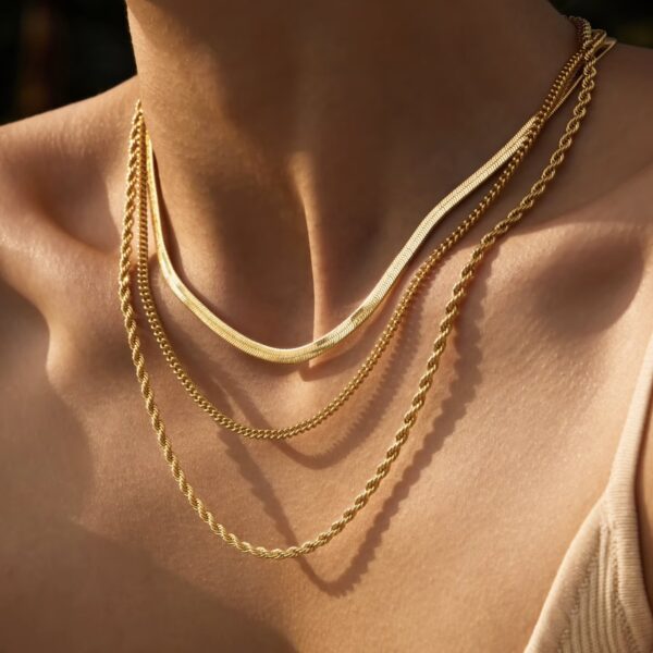 Wholesale Simple Layered Stainless Steel Thick Chain Necklace