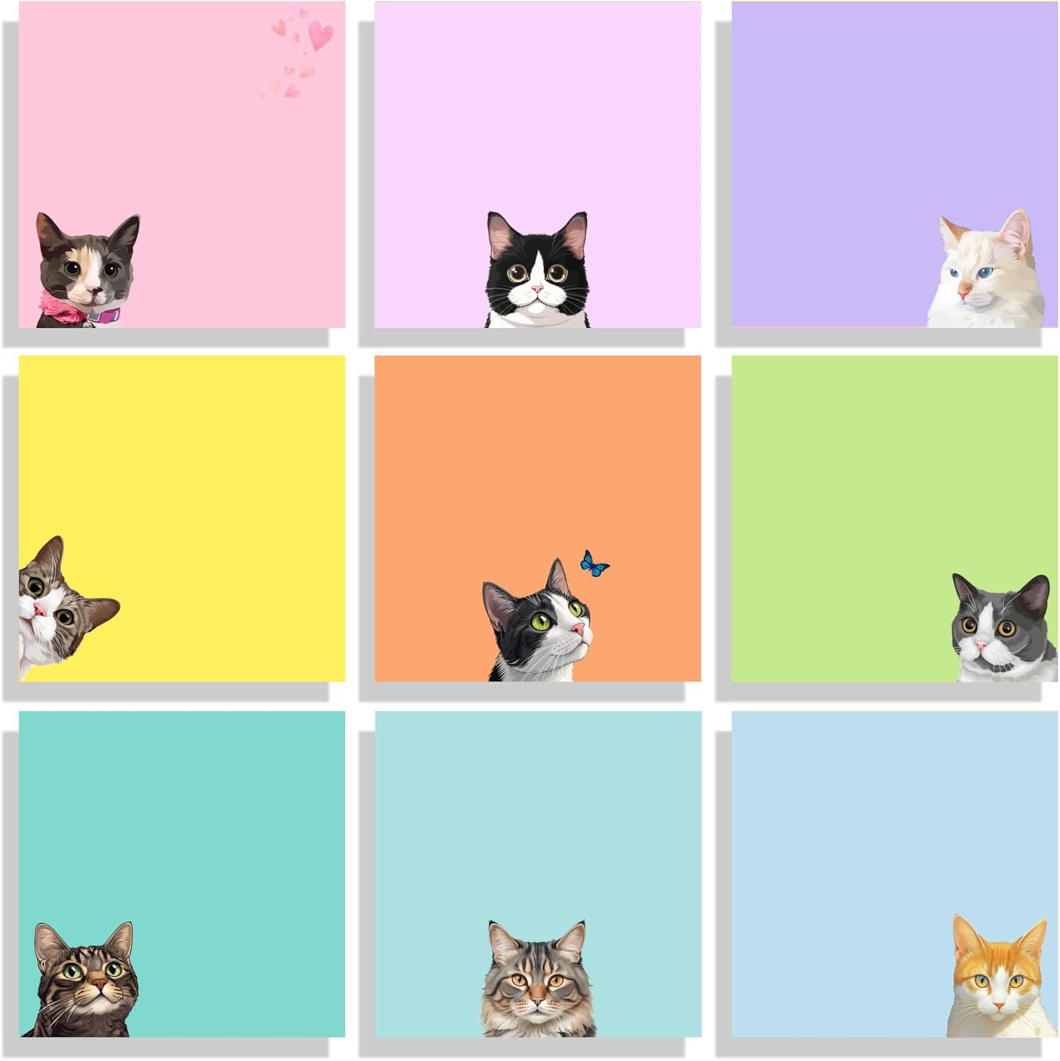 Wholesale Colorful cat-shaped tear-o high-adhesion sticky notes