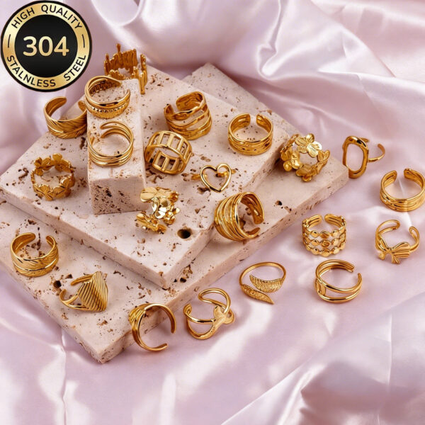 O1CN01VmC0Vp21r0EzfGH7M_2217679087037-0-cib Wholesale 12pcs minimalist stainless steel hydraulic ring geometric ring