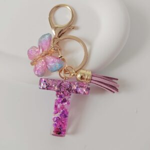 Purple letters-t / Purple letter keychain pendant