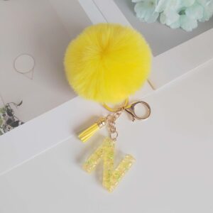 Yellow letter fur ball peNdaNt/N / One piece is also wholesale price