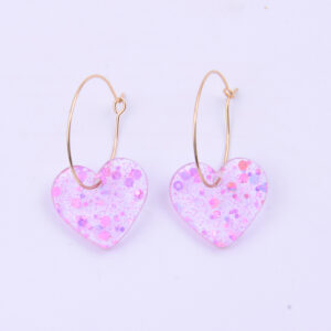A pair of purple sequined love earrings