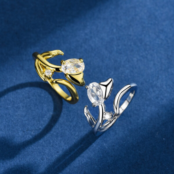 Wholesale Copper zircon flower open ring