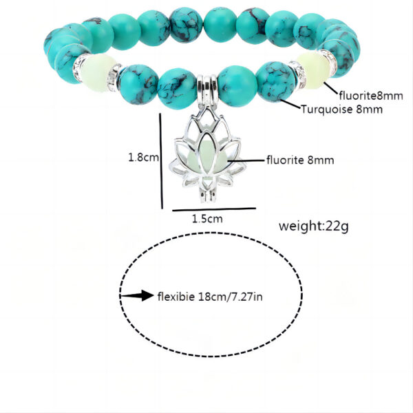 Wholesale European and American Hot-selling Creative All-match White Turquoise Yoga Luminous Lotus Bracelet Multicolor Natural Stone Fluorescent Bracelet for Women