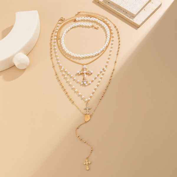 O1CN01VrPxW223kFcAsIFkL_2588757293-0-cib Wholesale Punk metal cross pendant with pearl bead chain, stackable necklace