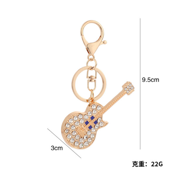Wholesale Retro guitar with rhinestone metal keychain