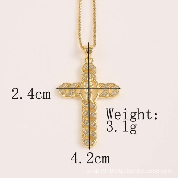 Wholesale Gold plated micro inlaid zircon cross pendant necklace