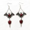 Wholesale Dark Gothic Exaggerated Red Vampire Bat Bloody Magic Mirror Pendant Earrings