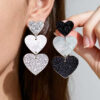 Wholesale Sweet Valentine's Day Glitter Long Heart Acrylic Earrings
