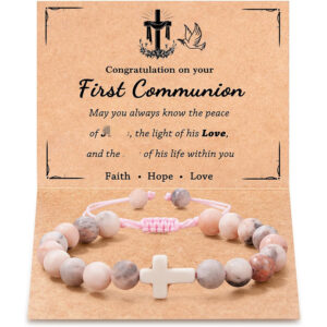 Pink zebra cross braided rope bracelet