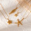 Wholesale Stainless Steel Starfish Pendant Necklace Ocean Vacation Style