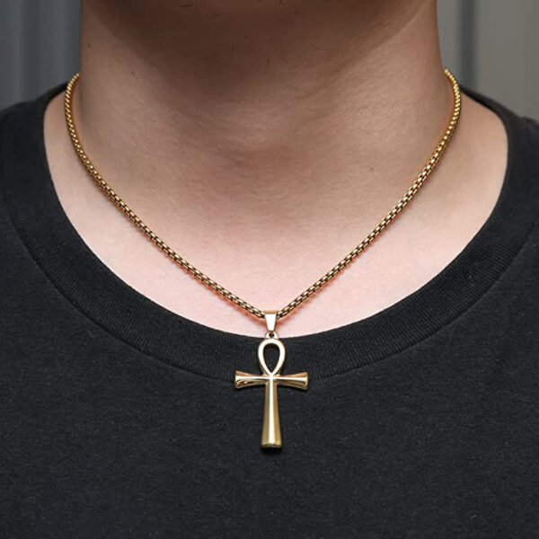Wholesale Smooth Egyptian Ankh Cross Pendant Men's Necklace