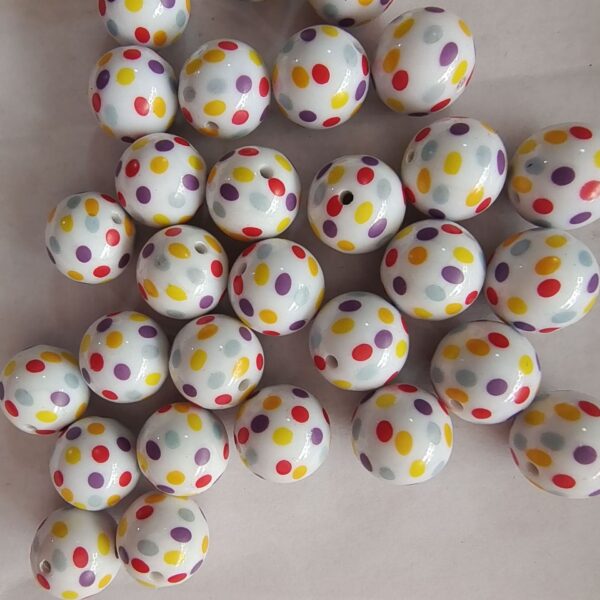 Wholesale 5pcs 20MM Acrylic Colorful Dot Printed Beads