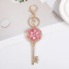 Wholesale Lucky Clover Flower with Water Diamond Metal Keychain