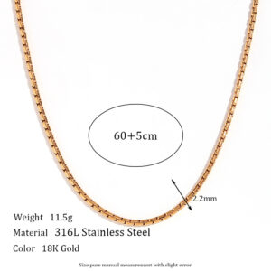2.2mm hammer round imitation pearl chain-gold necklace -60cm +5cm