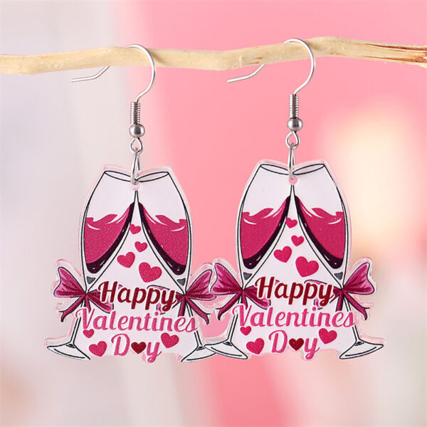 Wholesale Valentine's Day Pink Champagne Glass Acrylic Earrings