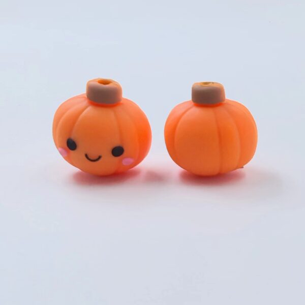 Wholesale 10pcs 3D Hot Sale Halloween Hot Sale Pumpkin Three-dimensional Silicone Cartoon DIY Beads