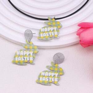 Plaid rabbit [earrings necklace suit]]