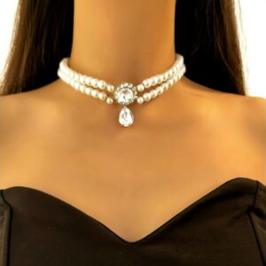 Double-layer teardrop-shaped pearl necklace - X3633