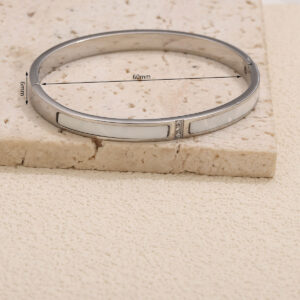 Stainless steel color white mother-of-pearl bracelet s1