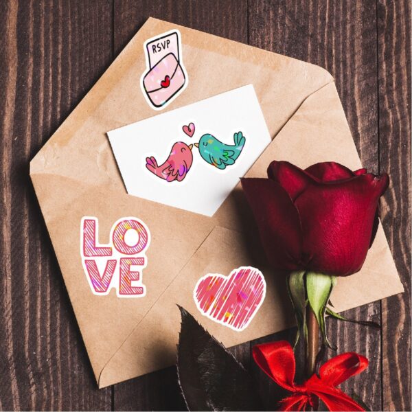 Wholesale 100pcs Love Pink Vinyl Waterproof Valentine's Day Sticker