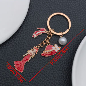 ER907-Drop Red Dress Model Keychain -10.7g