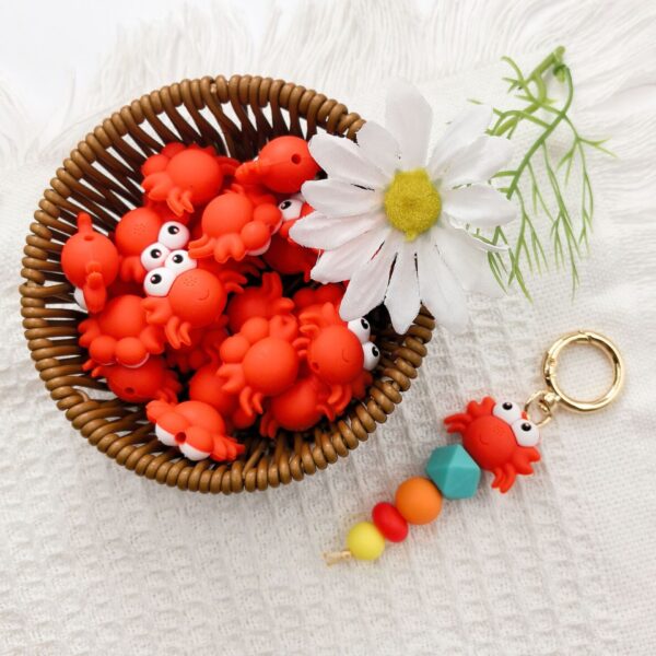 Wholesale 10cps 3D DIY Crab Cartoon Silicone Beads
