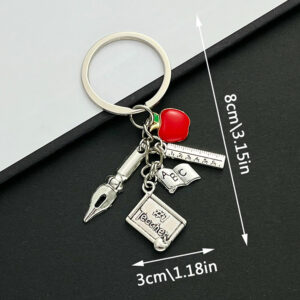Er540-back-to-school stationery pen ruler tape apple keychain-8g