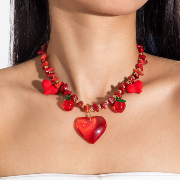 Wholesale Romantic Love Pearl Cherry Valentine's Day Necklace