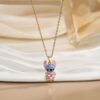 Wholesale Blue painted cartoon cute zircon necklace