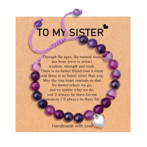 Purple agate heart braided rope bracelet