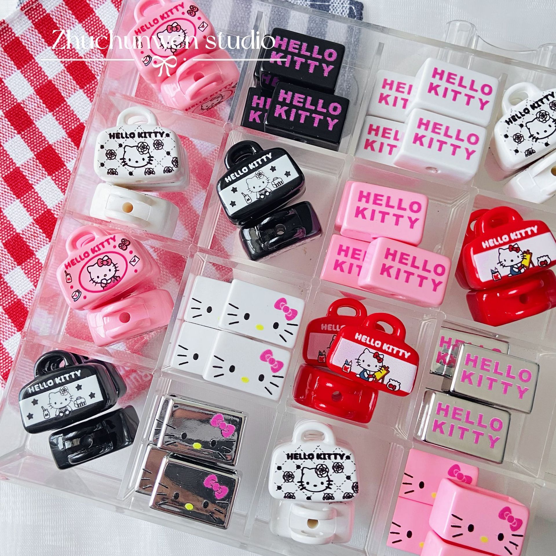 Wholesale Cute Bag Cartoon Cat Acrylic Print Beaded DIY Handmade Mobile Phone Chain Wind Chime Pendant Material Aessories