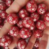 Wholesale 5pcs 20MM Christmas Silver Snowflake Print Beads
