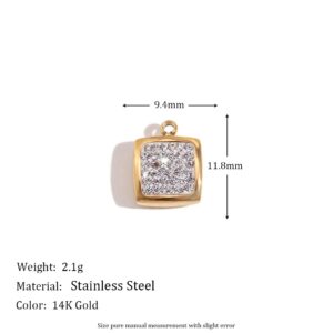 Small square sugar clay rhinestone pendant-Gold-white diamond