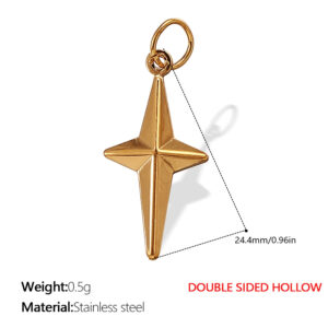 Pj275g double-sided hollow gold pendant
