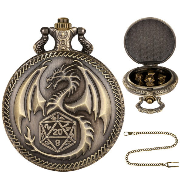 Wholesale Retro Flying Dragon with Dice Pocket Watch