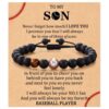 Wholesale Football baseball bead black frosted tiger eye stone bracelet
