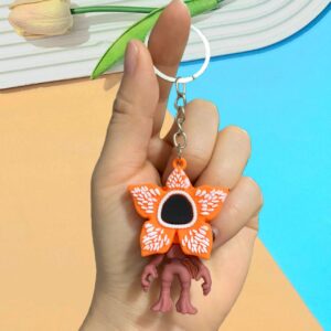Strange plush toy keychain - Orange carnivorous plant / 5.4*3.8