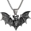 Wholesale Gothic Halloween Bat Pendant Stainless Steel Necklace