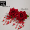 Wholesale Colorful three-dimensional rose flower earrings