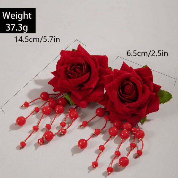 Wholesale Colorful three-dimensional rose flower earrings