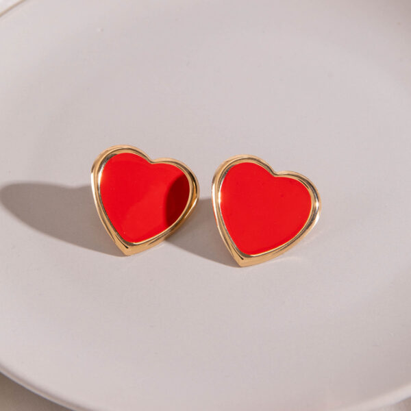 Wholesale Red Peach Heart Valentine's Day Earrings