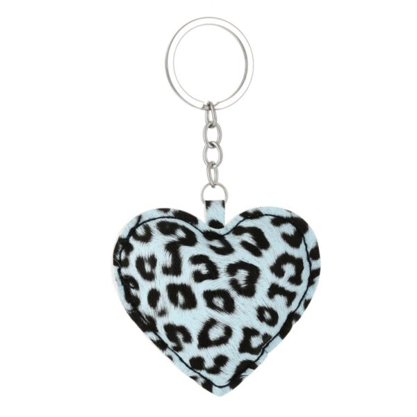 Wholesale PU Leopard Print Cotton-Filled Heart Keychain Pendant
